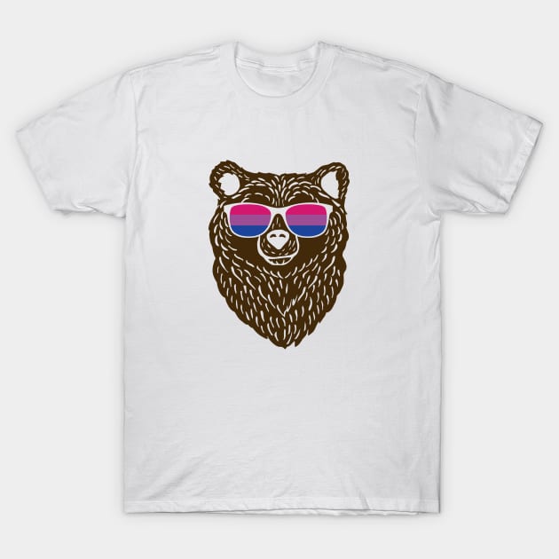 LGBTQ Bear Cool Sunglasses Progressive Bisexual Flag T-Shirt by Sonyi
